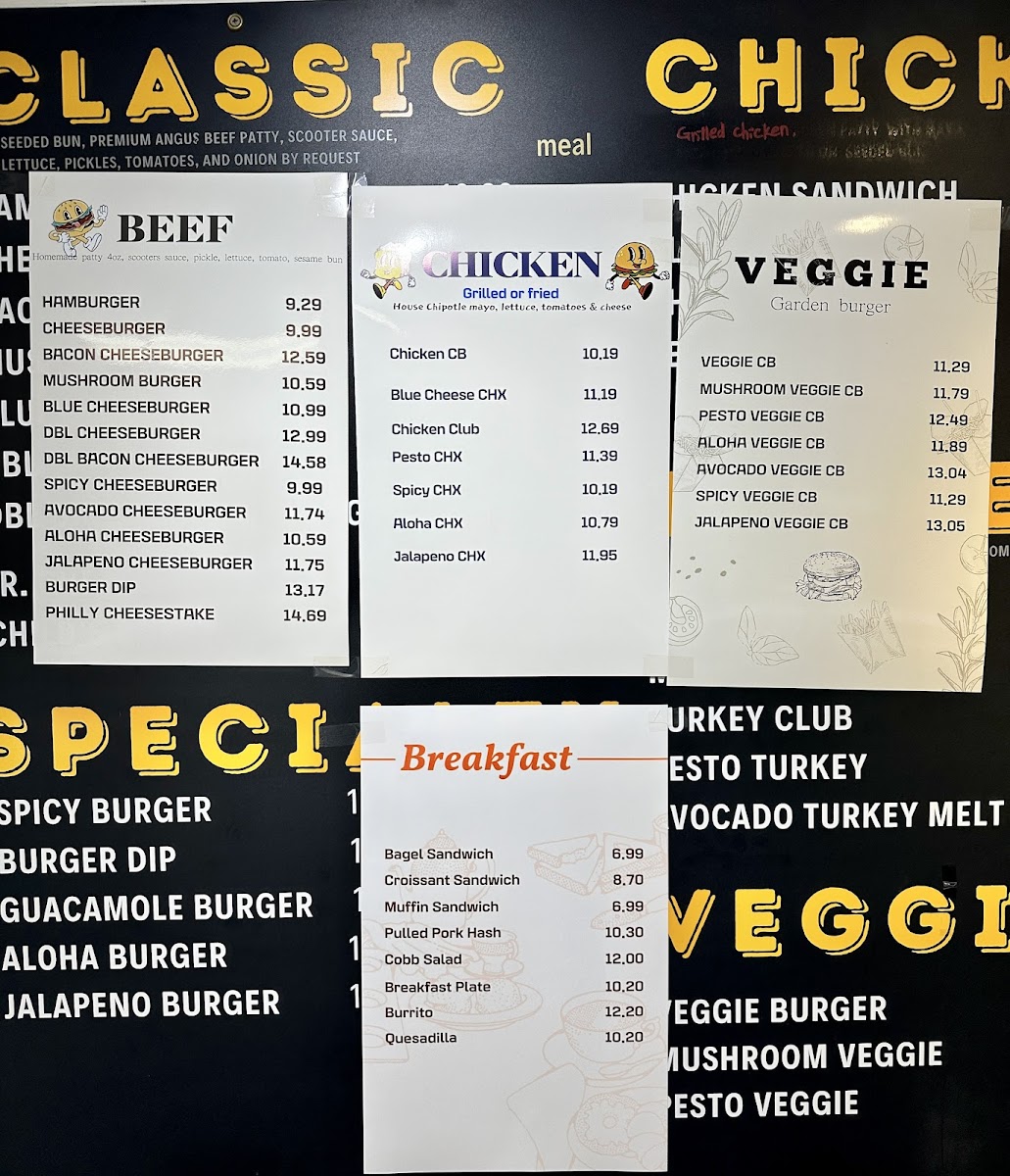 Scooter's Burgers Menu - Image 1